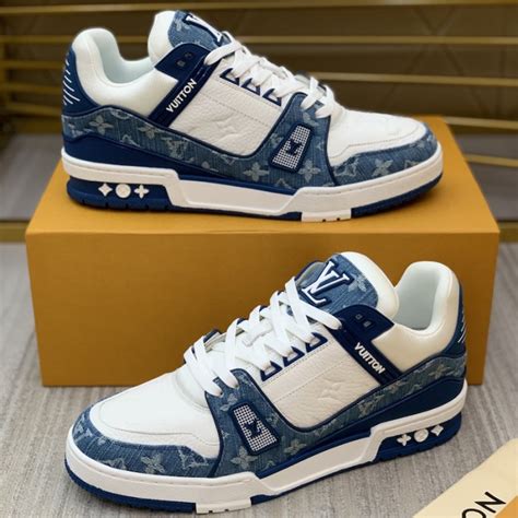 louis vuitton vintage blue denim tennis shoes